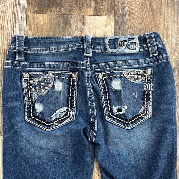 Miss Me Denim Jeans Womens Metal Stud Boot Cut Medium Dark JP7695B - Picture 9 of 9